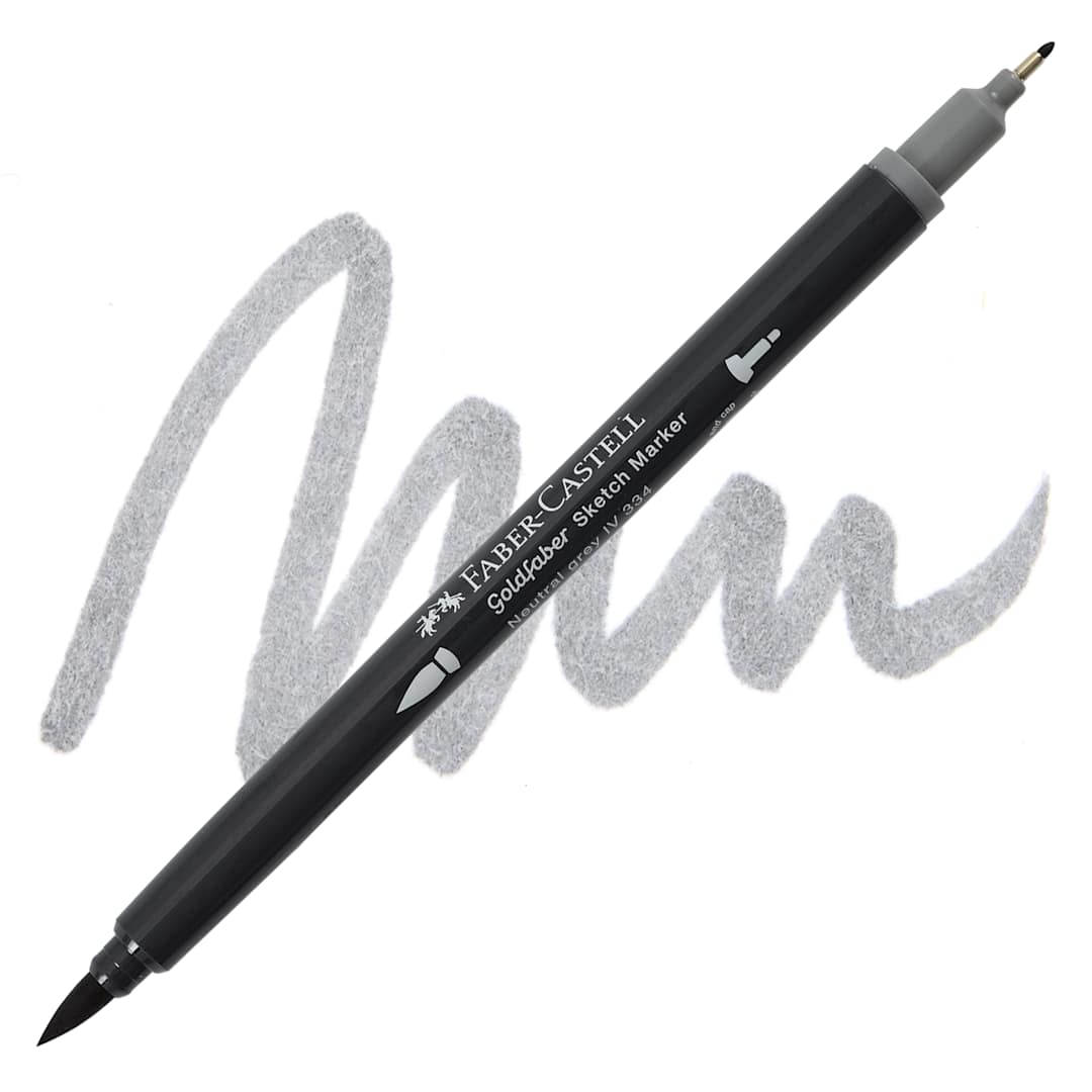 Open in modal - Faber-Castell Goldfaber Sketch Dual-Tip Marker - 334 Neutral Grey IV, swatch and marker