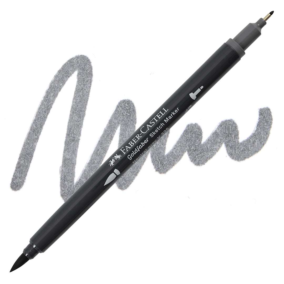 Open in modal - Faber-Castell Goldfaber Sketch Dual-Tip Marker - 335 Neutral Grey V, swatch and marker