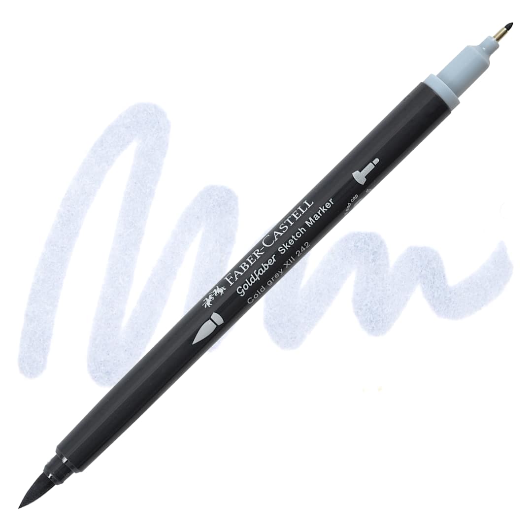 Open in modal - Faber-Castell Goldfaber Sketch Dual-Tip Marker - 242 Cold Grey XII, swatch and marker