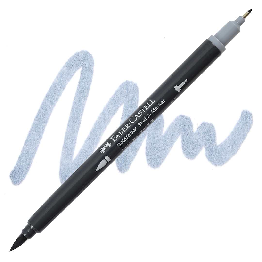 Open in modal - Faber-Castell Goldfaber Sketch Dual-Tip Marker - 243 Cold Grey XIII, swatch and marker