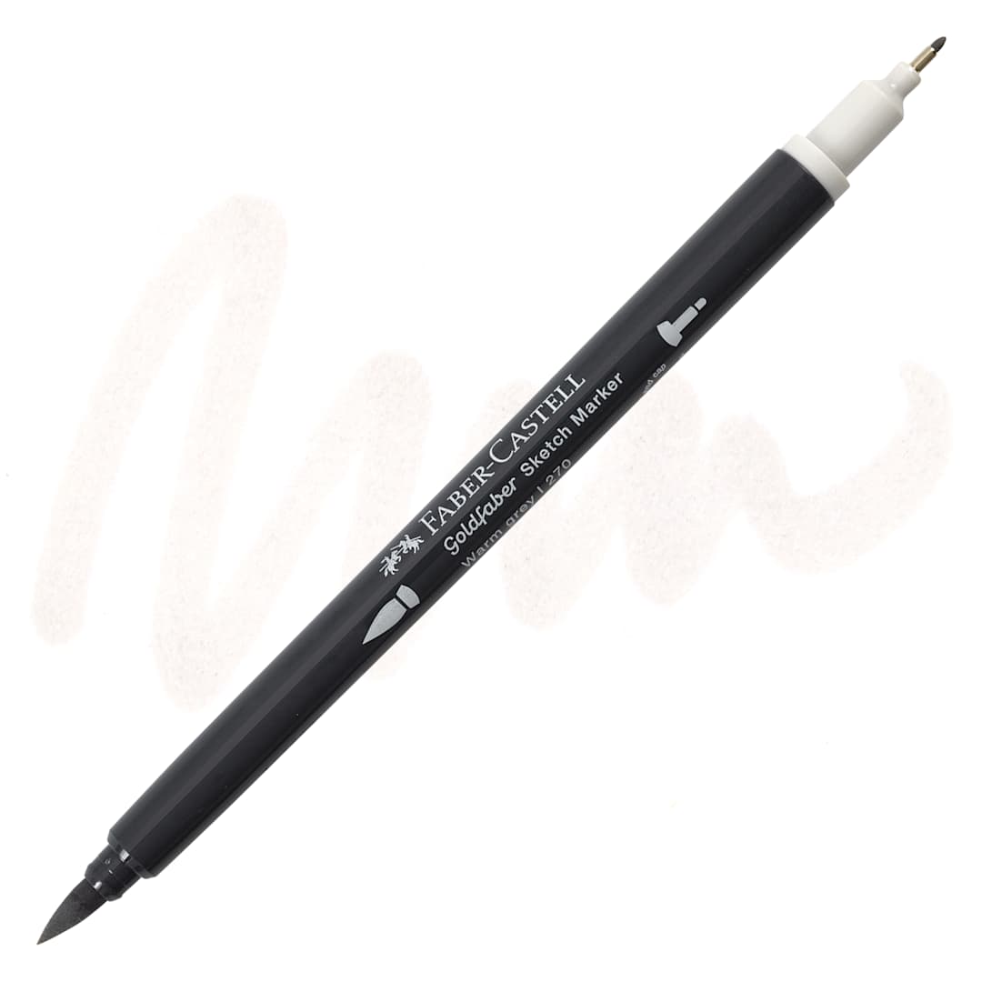 Open in modal - Faber-Castell Goldfaber Sketch Dual-Tip Marker - 270 Warm Grey I, swatch and marker