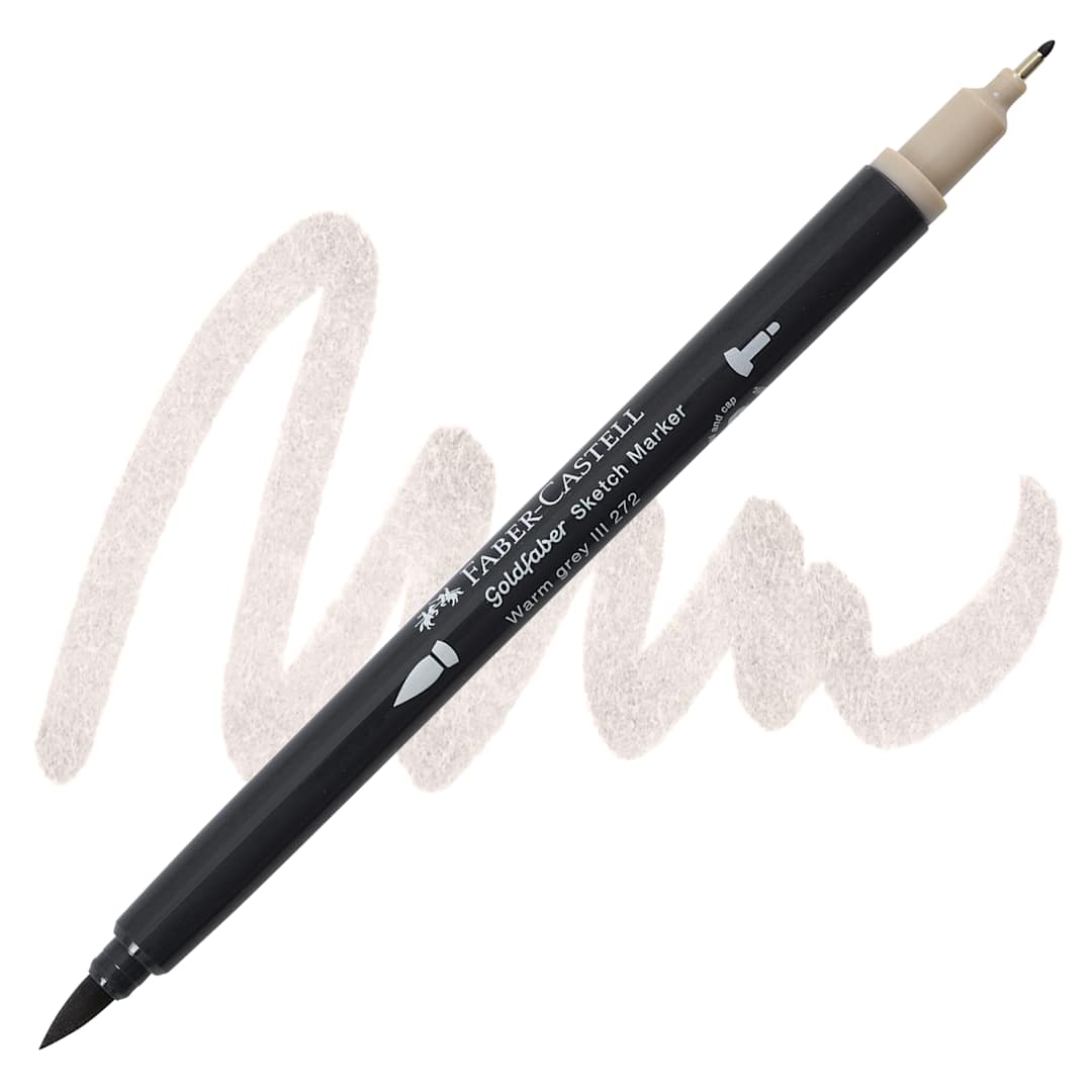 Open in modal - Faber-Castell Goldfaber Sketch Dual-Tip Marker - 272 Warm Grey III, swatch and marker