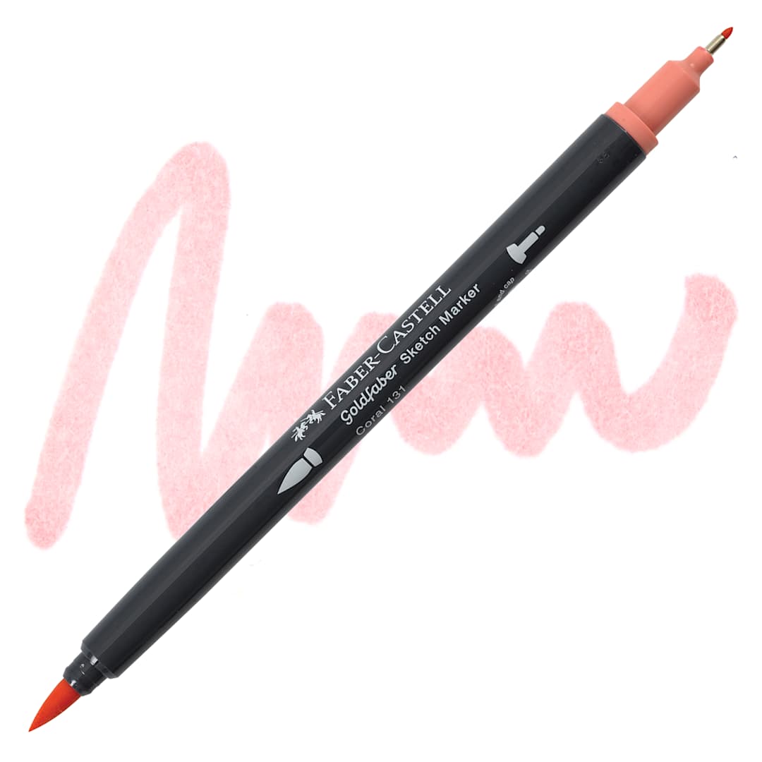 Open in modal - Faber-Castell Goldfaber Sketch Dual-Tip Marker - 131 Coral, swatch and marker