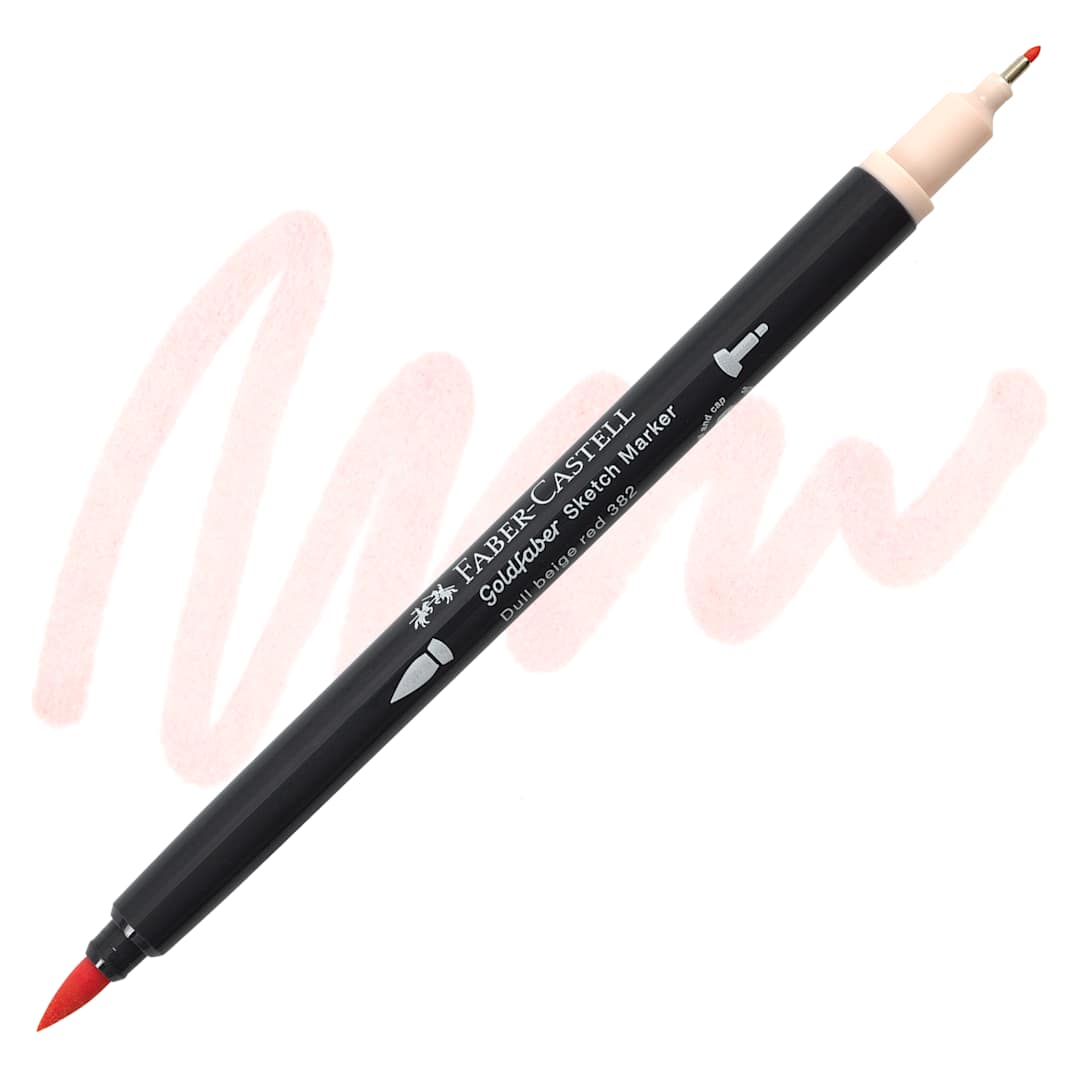 Open in modal - Faber-Castell Goldfaber Sketch Dual-Tip Marker - 382 Dull Beige Red, swatch and marker