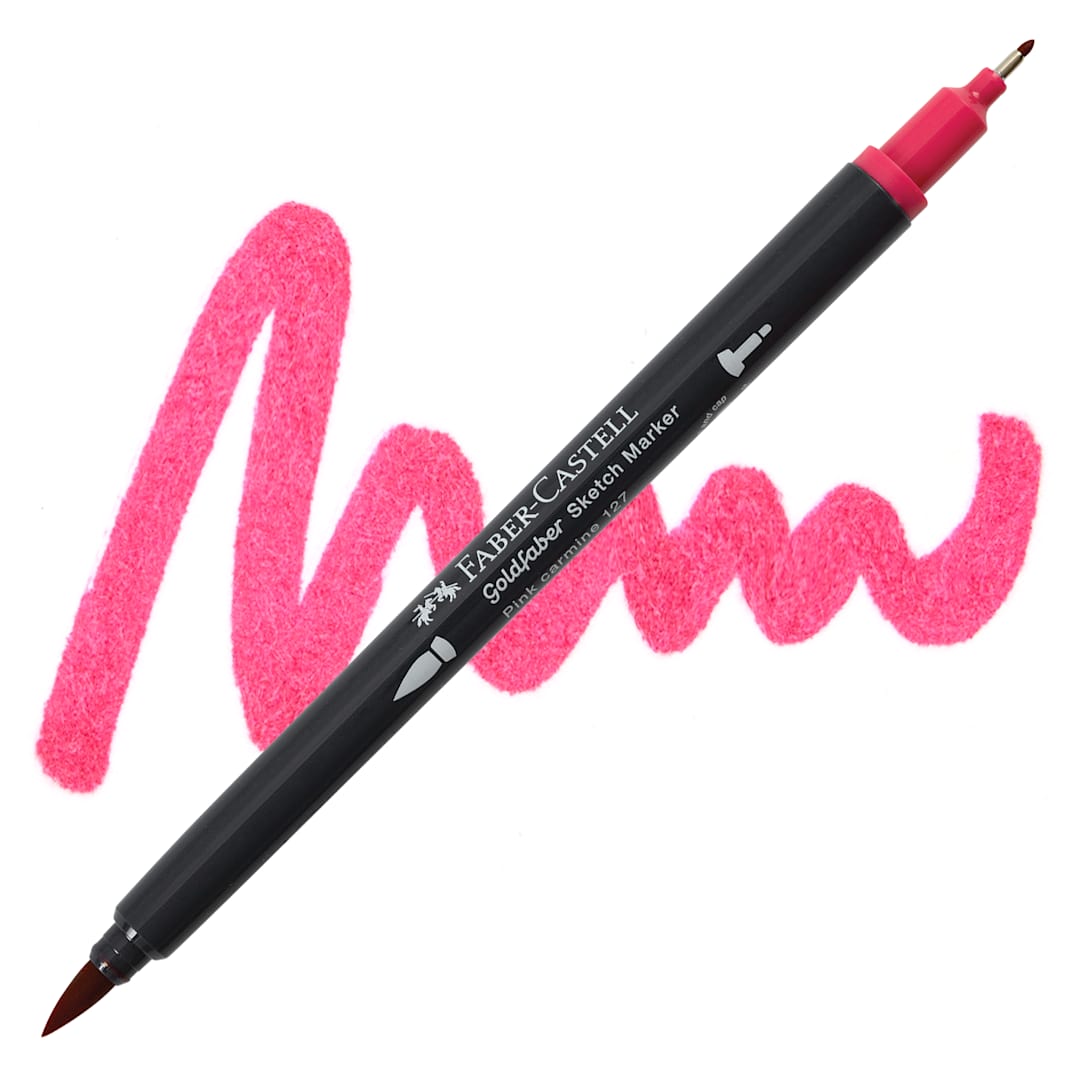 Open in modal - Faber-Castell Goldfaber Sketch Dual-Tip Marker - 127 Pink Carmine, swatch and marker