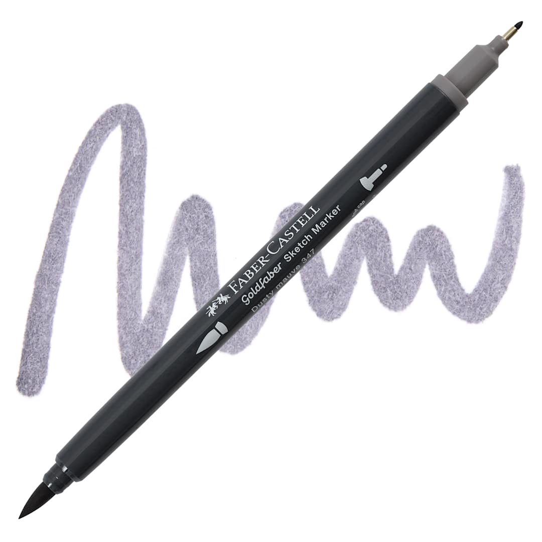 Open in modal - Faber-Castell Goldfaber Sketch Dual-Tip Marker - 347 Dusty Mauve, swatch and marker