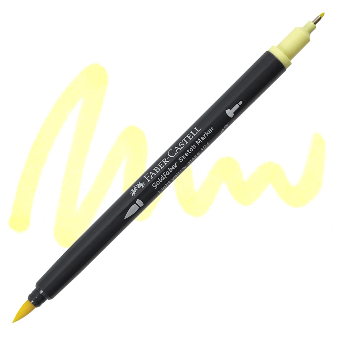 Open in modal - Faber-Castell Goldfaber Sketch Dual-Tip Marker - 104 Light Yellow Glaze swatch and marker
