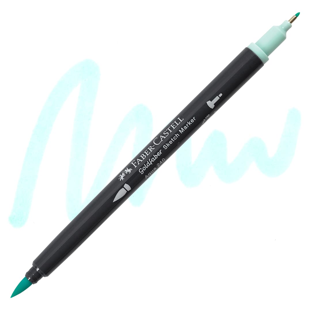 Open in modal - Faber-Castell Goldfaber Sketch Dual-Tip Marker - 240 Aqua, swatch and marker