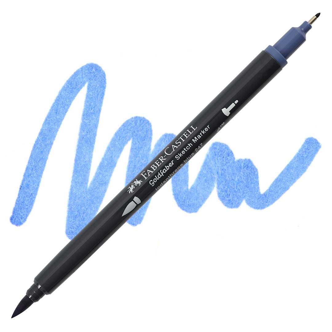 Open in modal - Faber-Castell Goldfaber Sketch Dual-Tip Marker - 247 Indanthrene Blue, swatch and marker