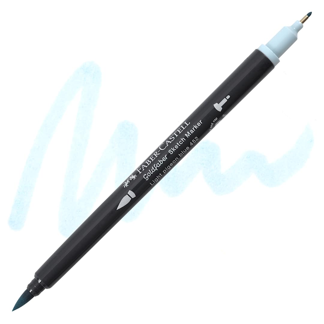 Open in modal - Faber-Castell Goldfaber Sketch Dual-Tip Marker - 452 Light Pigeon Blue, swatch and marker