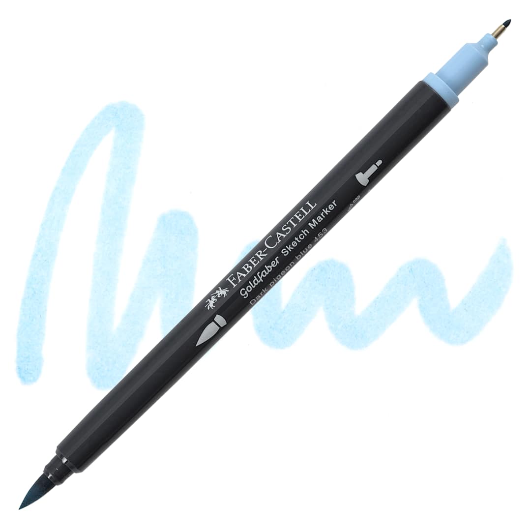Open in modal - Faber-Castell Goldfaber Sketch Dual-Tip Marker - 453 Dark Pigeon Blue, swatch and marker