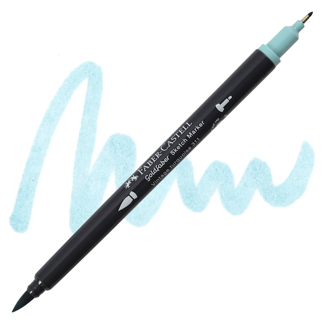 Open in modal - Faber-Castell Goldfaber Sketch Dual-Tip Marker - 311 Vintage Turquoise, swatch and marker