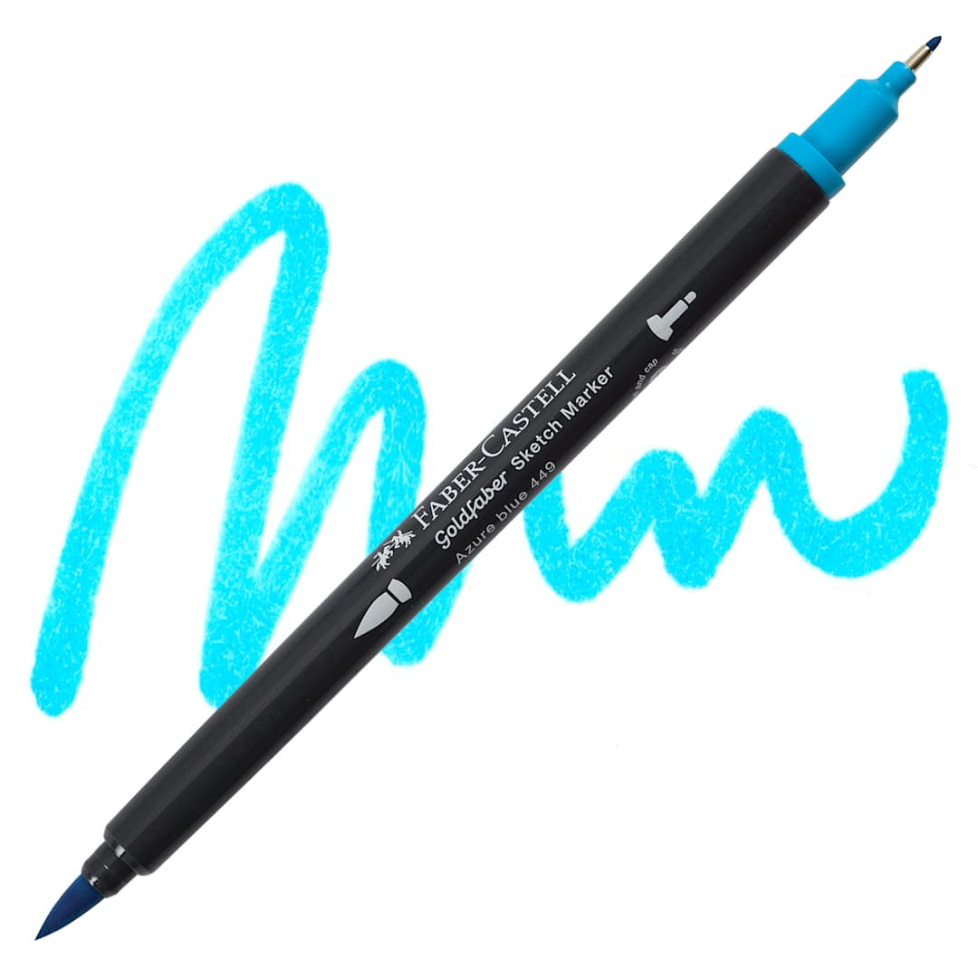 Open in modal - Faber-Castell Goldfaber Sketch Dual-Tip Marker - 449 Azure Blue, swatch and marker
