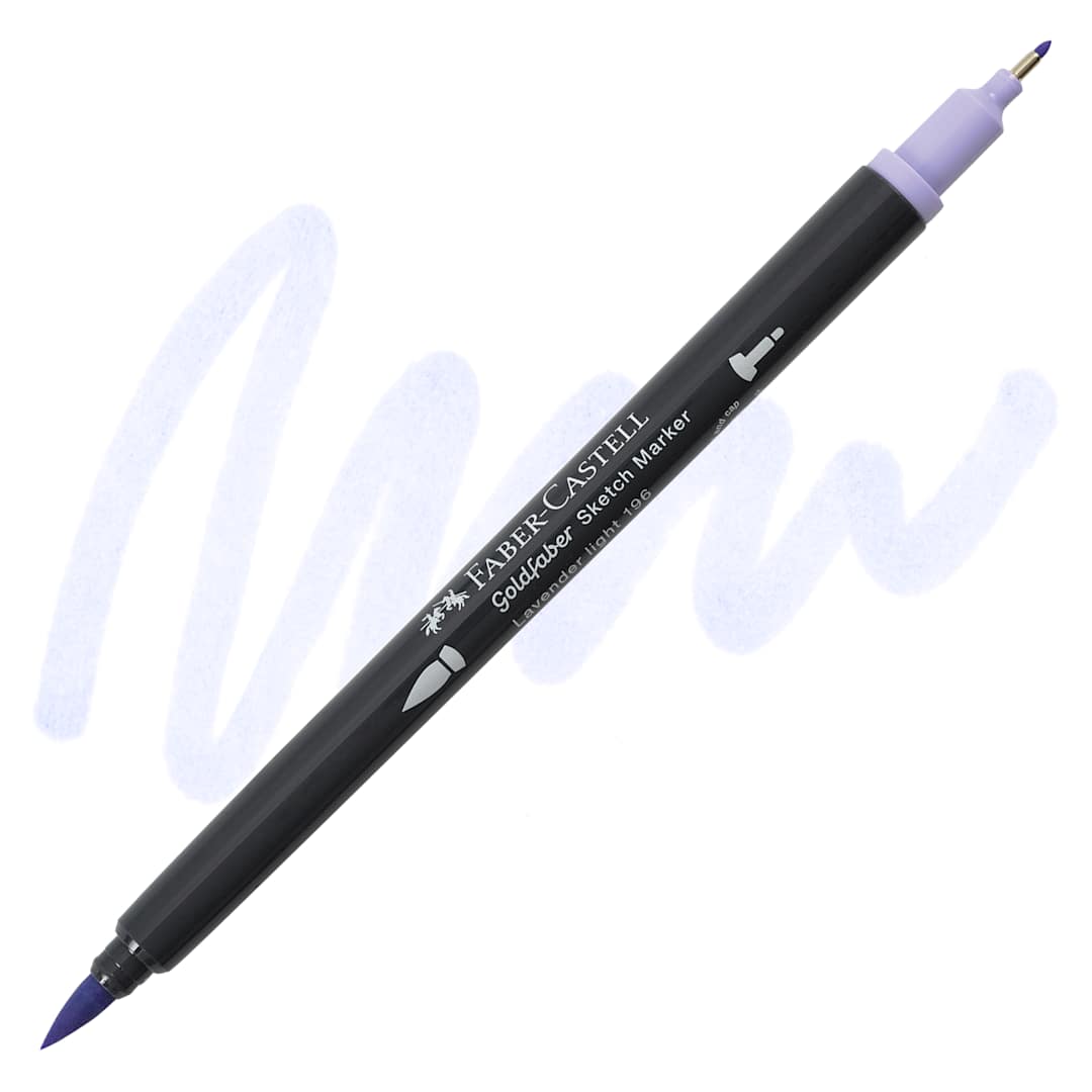 Open in modal - Faber-Castell Goldfaber Sketch Dual-Tip Marker - 196 Lavender Light, swatch and marker
