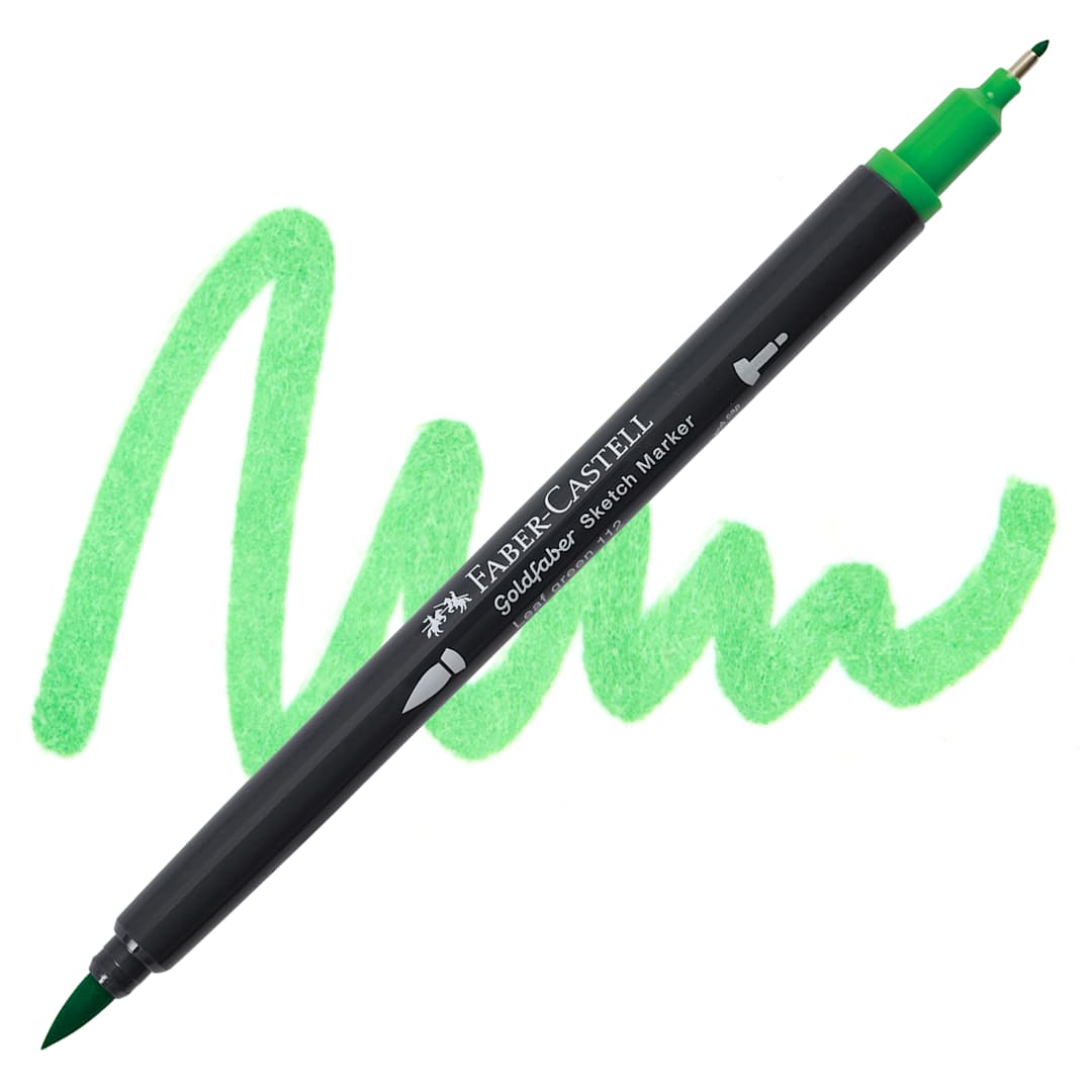 Open in modal - Faber-Castell Goldfaber Sketch Dual-Tip Marker - 112 Leaf Green, swatch and marker