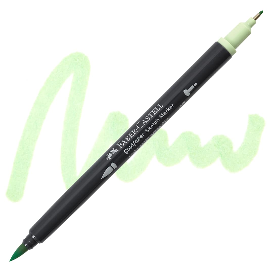 Open in modal - Faber-Castell Goldfaber Sketch Dual-Tip Marker - 314 Light Earth Green, swatch and marker