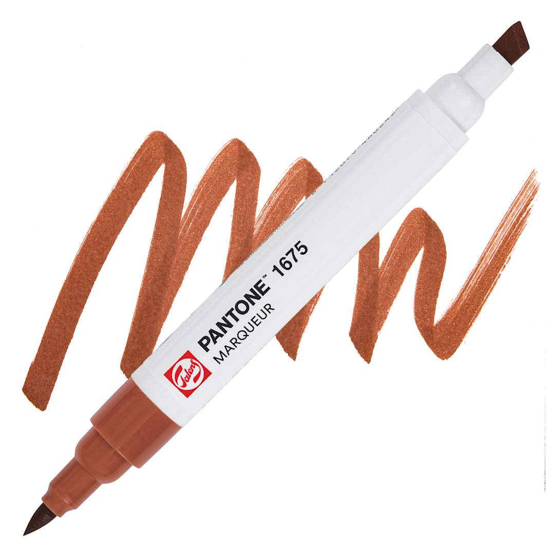 Open in modal - Pantone Dual Tip Marker - 1675, swatch and marker