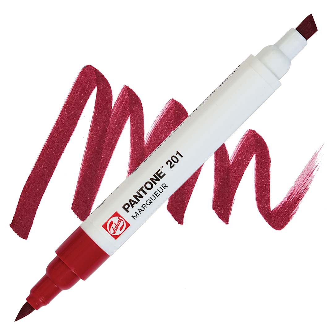 Open in modal - Pantone Dual Tip Marker - 201, swatch and marker