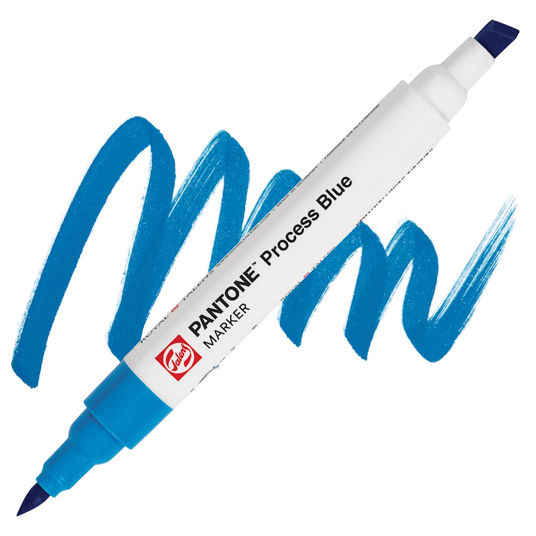 Open in modal - Pantone Dual Tip Marker - Process Blue, swatch and marker