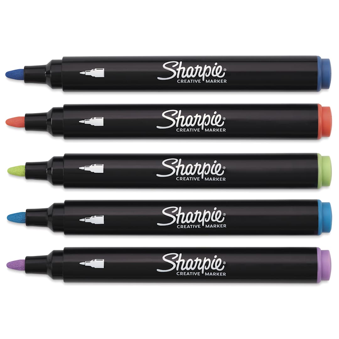 Open in modal - Sharpie Creative Acrylic Markers - Set of 5, Earth Tones Glowing Tropics, Bullet Tip