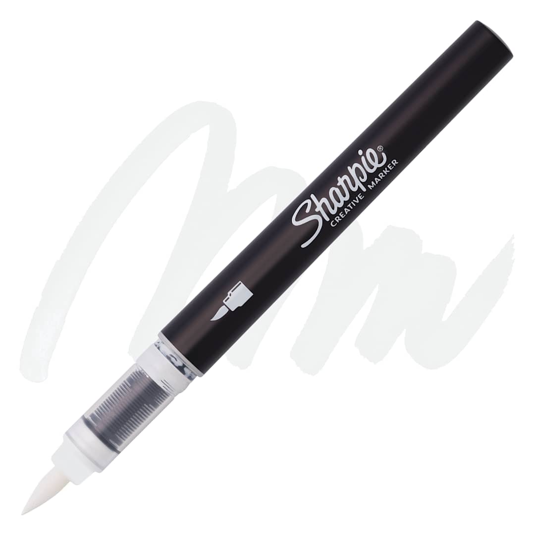 Open in modal - Sharpie Creative Acrylic Marker - White, Brush Tip swatch and marker