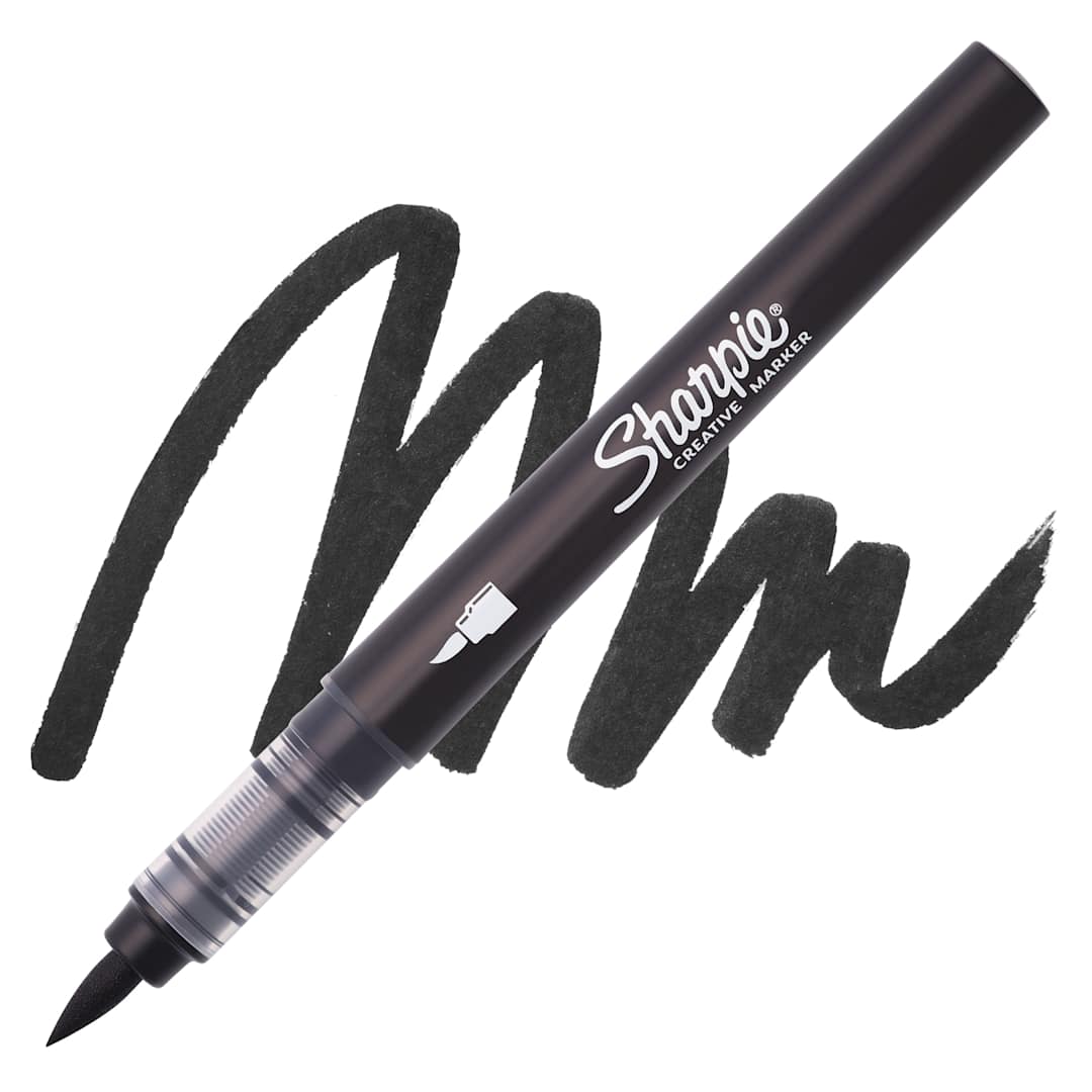 Open in modal - Sharpie Creative Acrylic Marker - Black, Brush Tip - Marker and Swatch