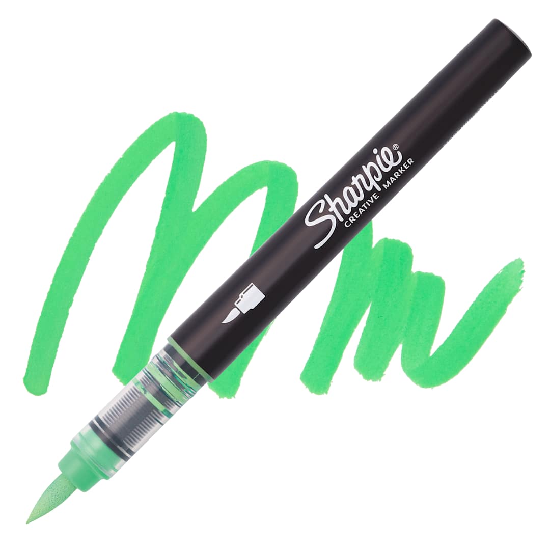 Open in modal - Sharpie Creative Acrylic Marker - Green, Brush Tip - Marker and Swatch