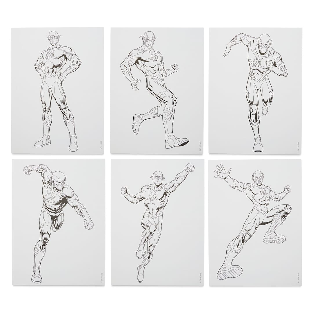 Open in modal - Spectrum Noir DC Heroes and Villains Pro Fan Art Markers - Flash, six line art sheets