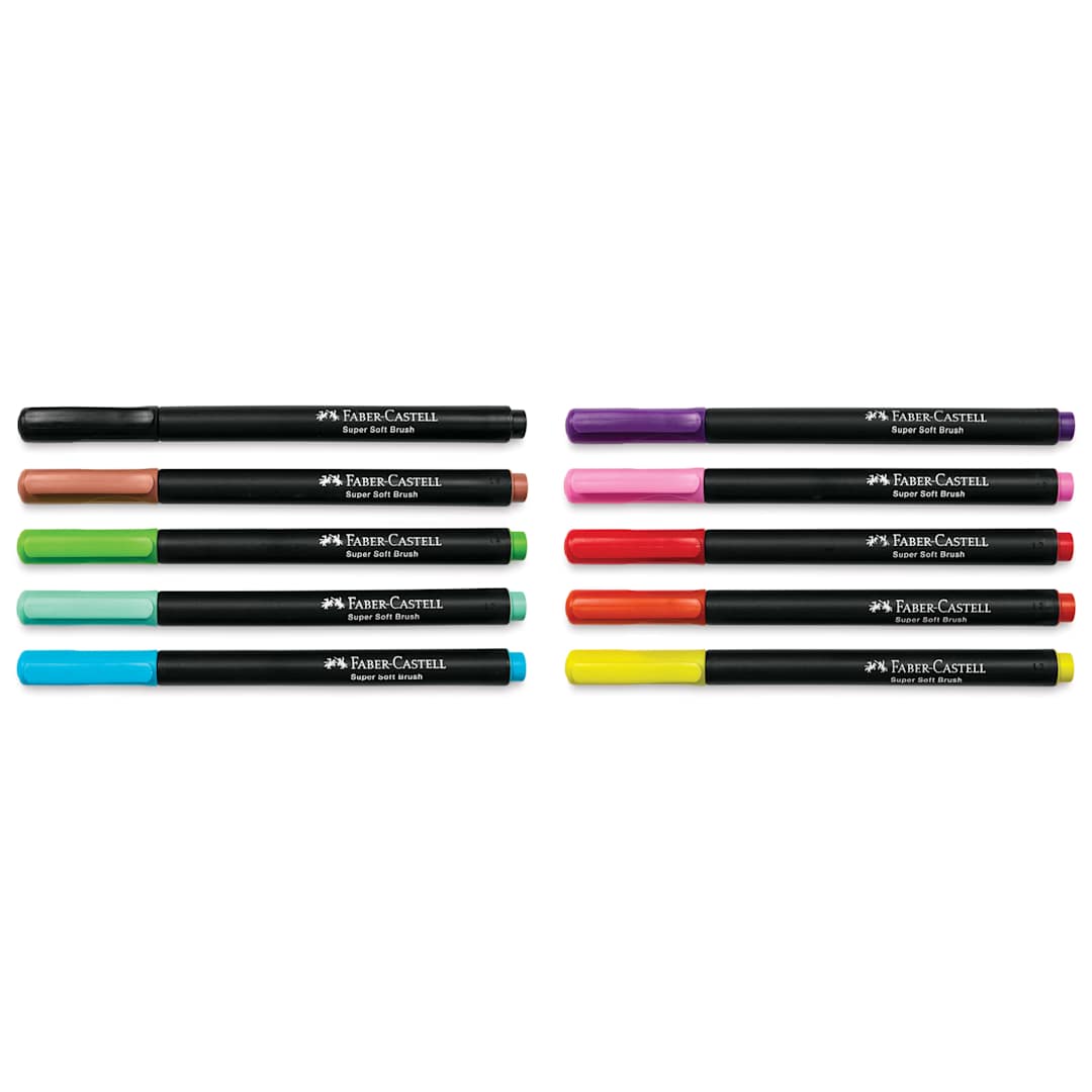 Open in modal - Faber-Castell Black Edition Brush Pens - Assorted Colors, Set of 10, markers with caps on