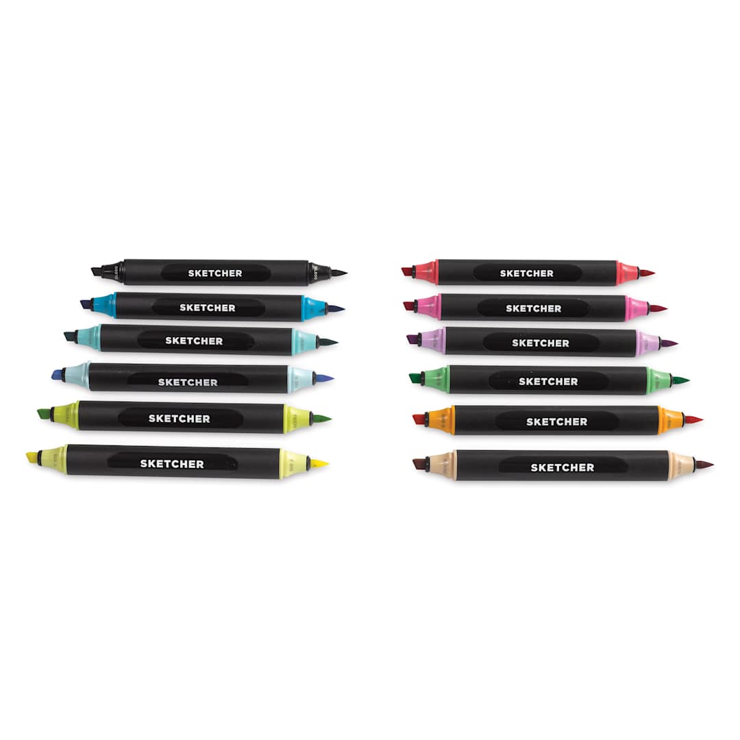 Open in modal - Molotow Sketcher Twin Graphic Markers - Main Kit 2, markers laid out