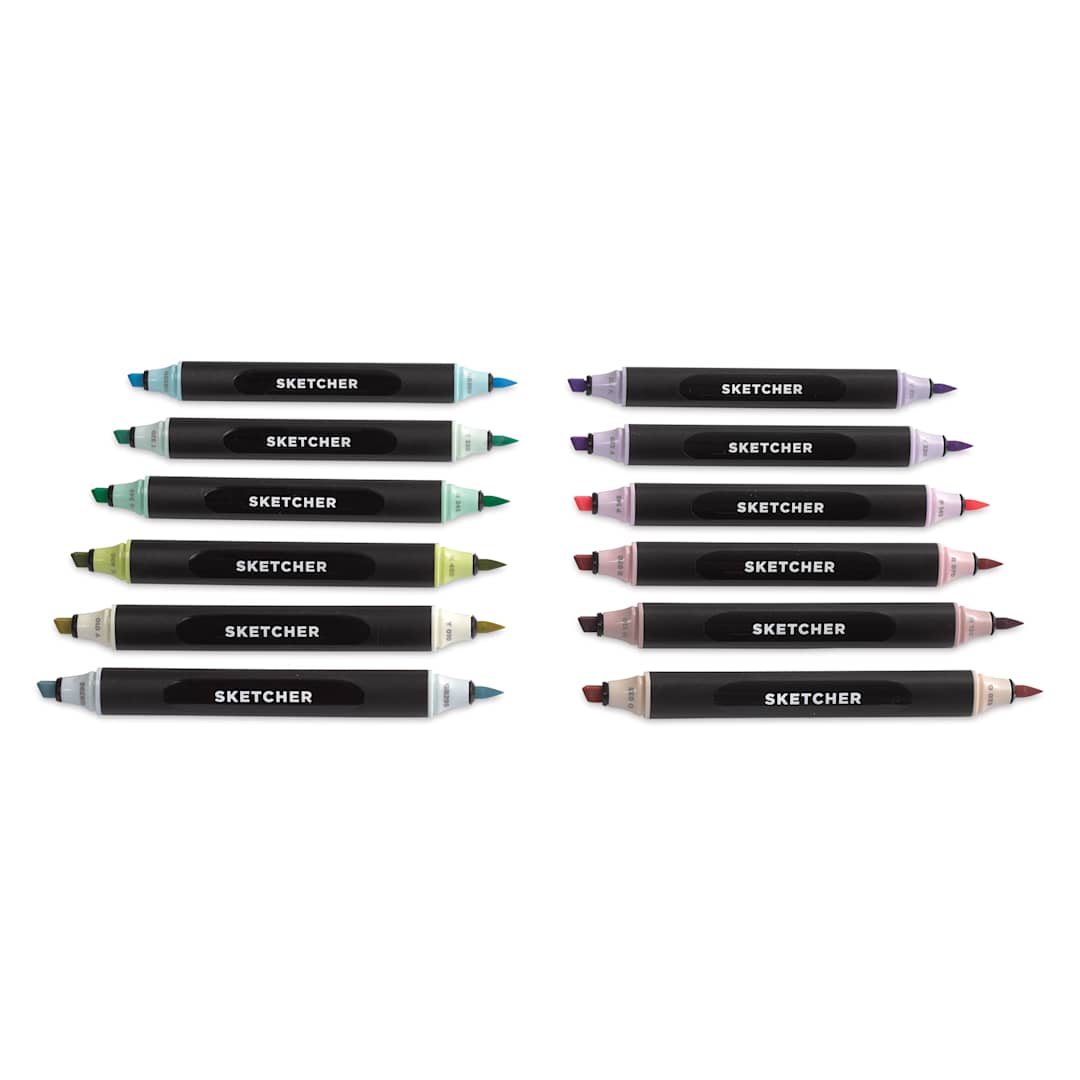 Open in modal - Molotow Sketcher Twin Graphic Markers - Pastel Kit, markers laid out