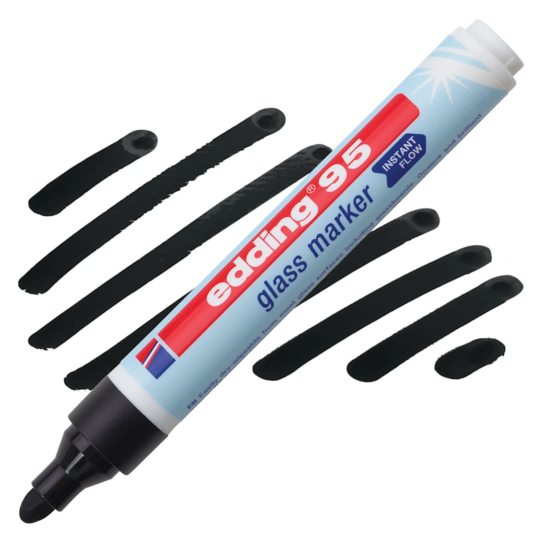 Open in modal - Edding 95 Glass Marker - Black, marker and swatch