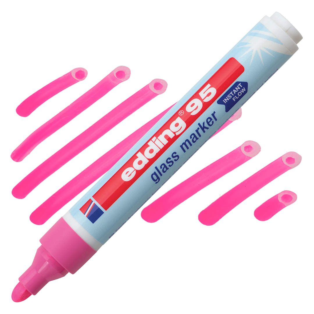 Open in modal - Edding 95 Glass Marker - Pink, marker and swatch