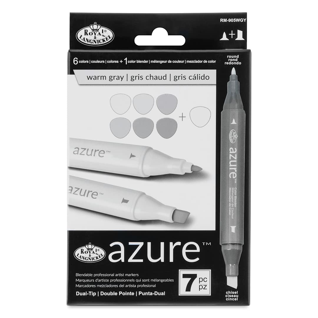 Open in modal - Royal & Langnickel Azure Dual Tip Markers - Set of 7, Warm Gray Colors, front of the packaging