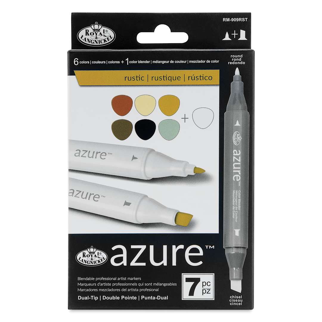 Open in modal - Royal & Langnickel Azure Dual Tip Markers - Set of 7, Rustic Colors, front of the packaging