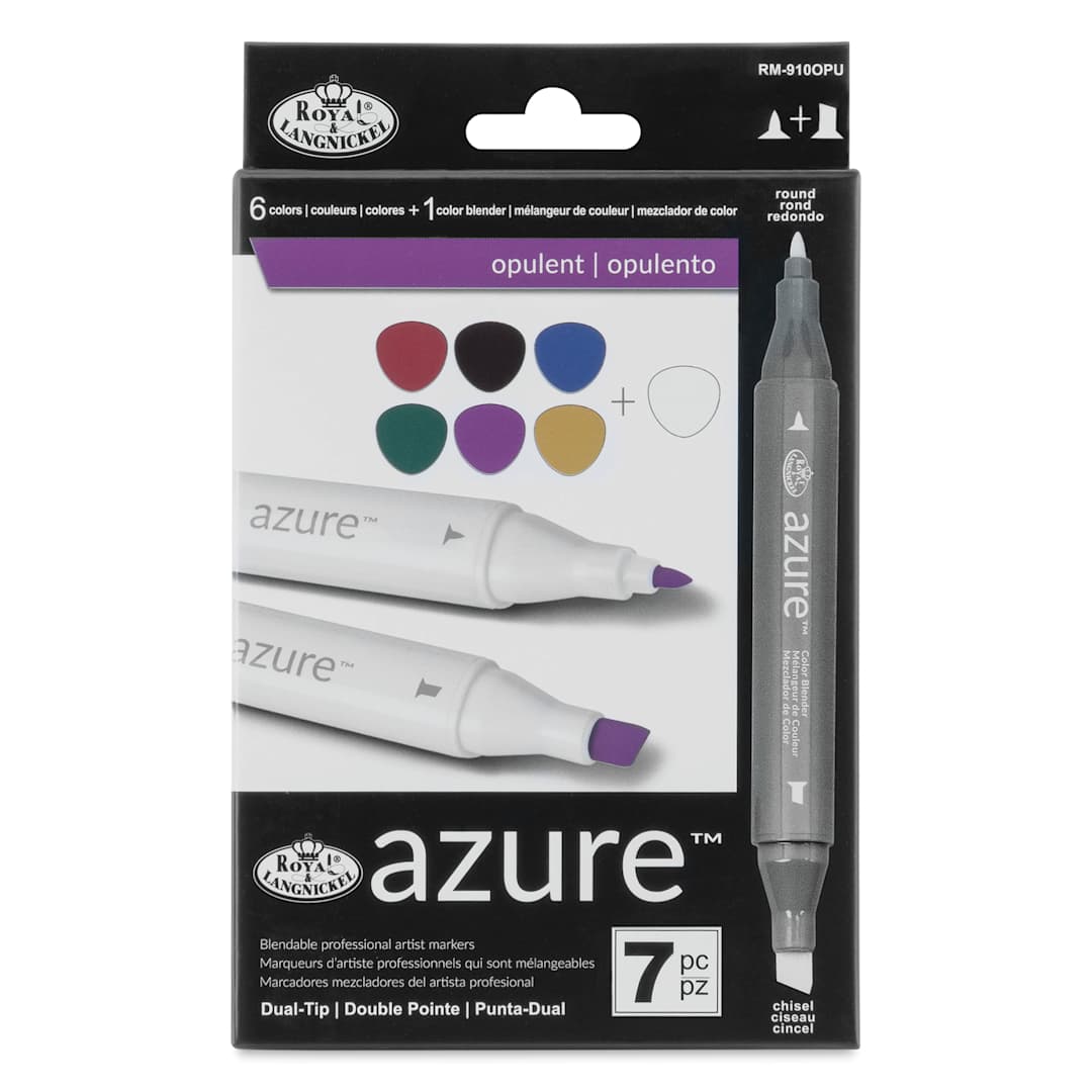 Open in modal - Royal & Langnickel Azure Dual Tip Markers - Set of 7, Opulent Colors, front of the packaging