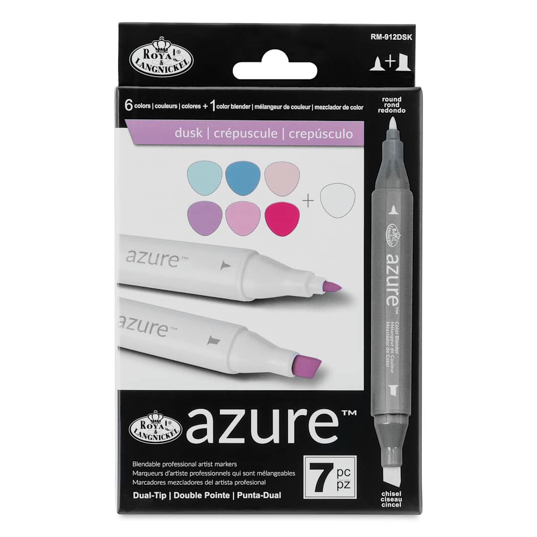 Open in modal - Royal & Langnickel Azure Dual Tip Markers - Set of 7, Dusk Colors, front of the packaging