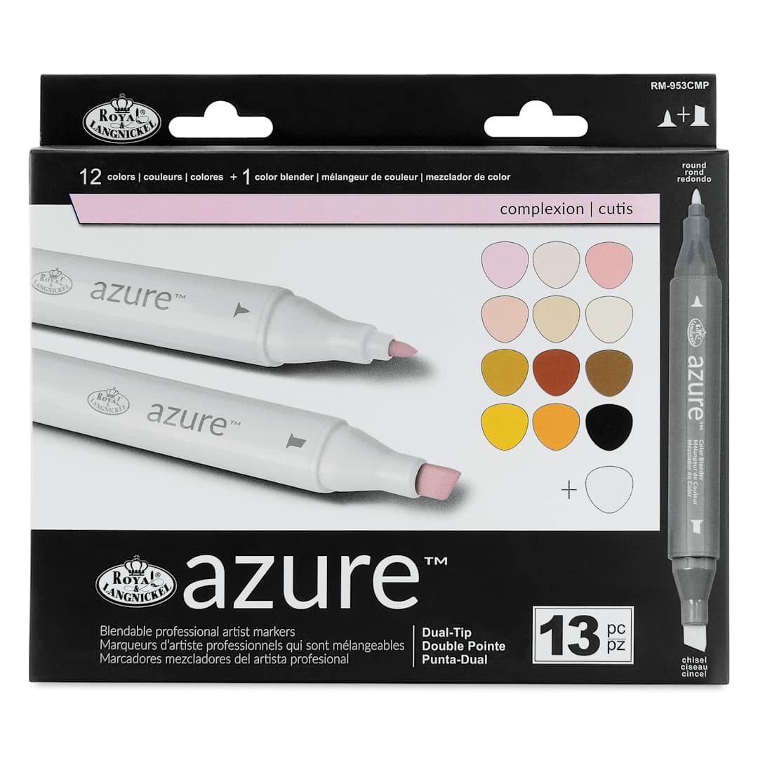 Open in modal - Royal & Langnickel Azure Dual Tip Markers - Set of 13, Complexion Colors, front of the packaging