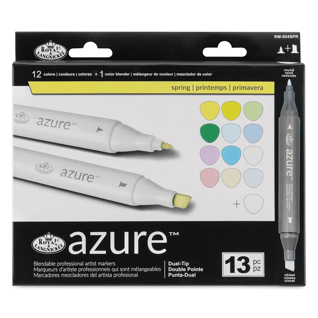 Open in modal - Royal & Langnickel Azure Dual Tip Markers - Set of 13, Spring Colors, front of the packaging