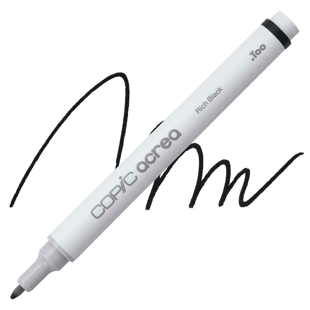 Open in modal - Copic Acrea Paint Marker - Rich Black 002, marker and swatch