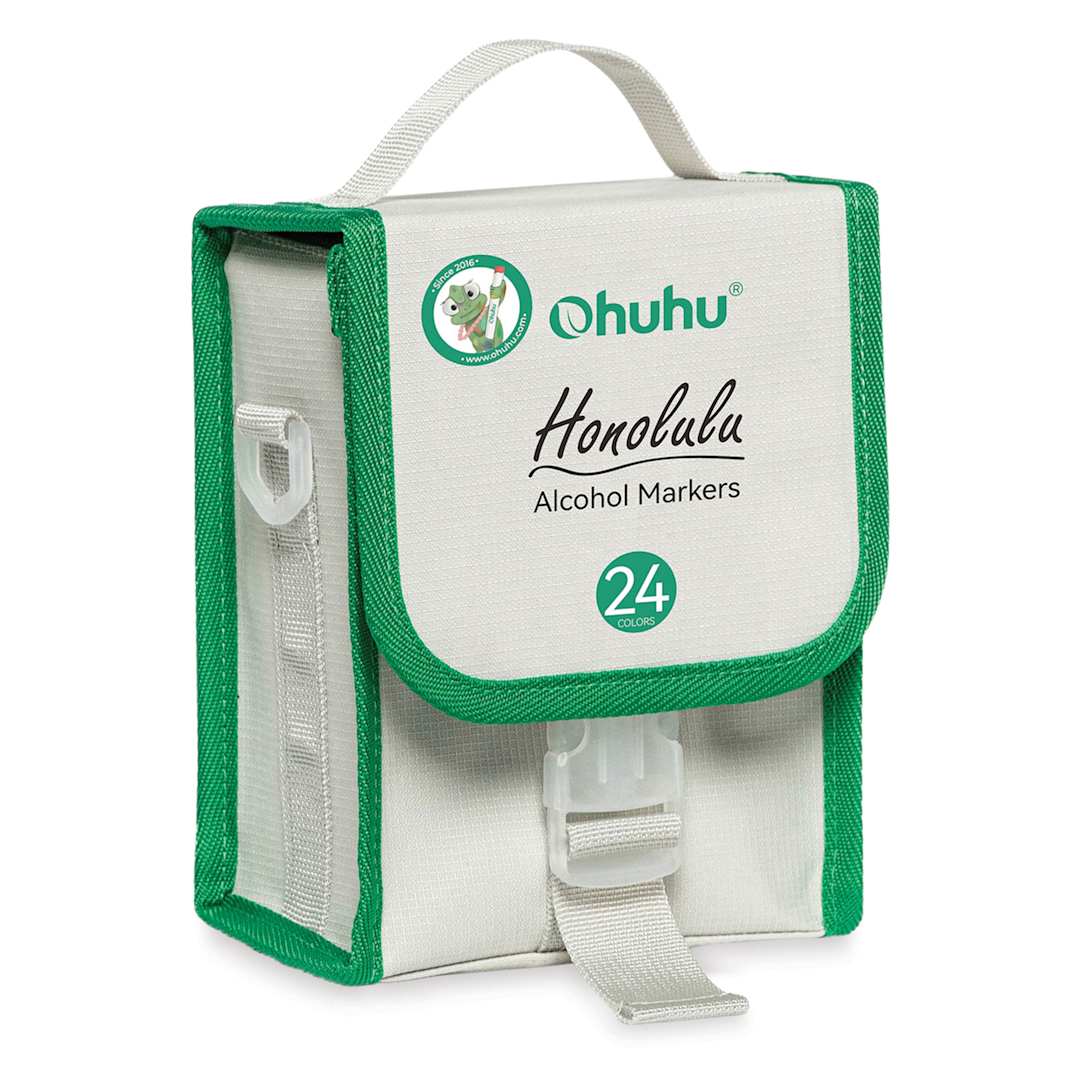 Open in modal - Ohuhu Honolulu Dual Tip Marker Set - Set of 24, Basic Colors, front of case