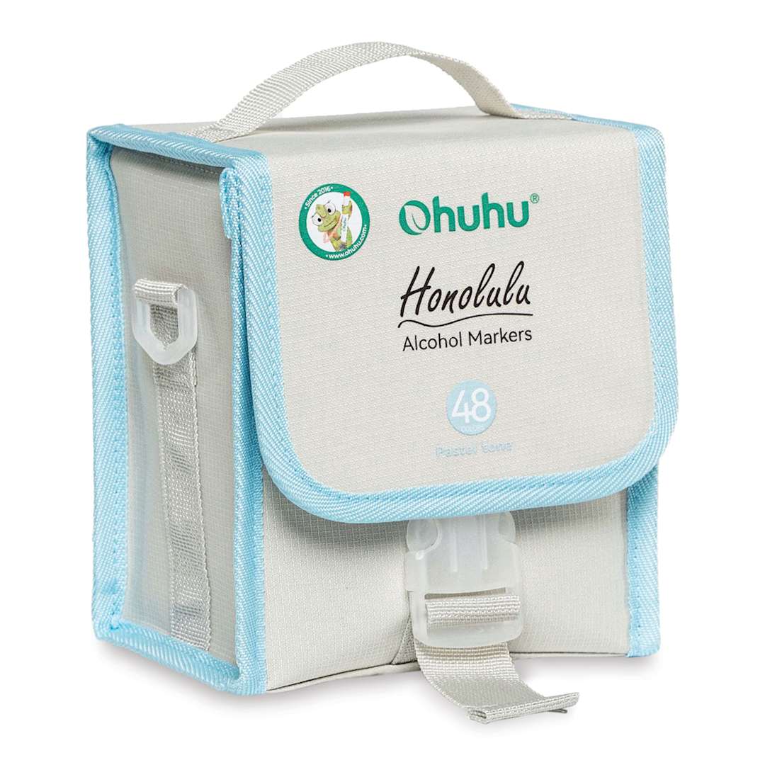 Open in modal - Ohuhu Honolulu Dual Tip Marker Set - Set of 48, Pastel Colors of Sweetness, front of case