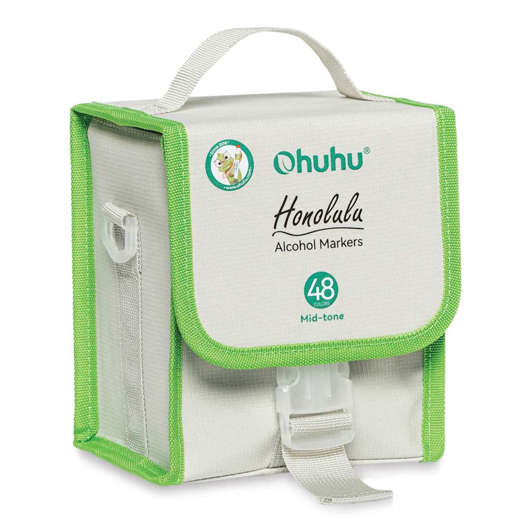 Open in modal - Ohuhu Honolulu Dual Tip Marker Set - Set of 48, Mid-Tone Colors, front of case