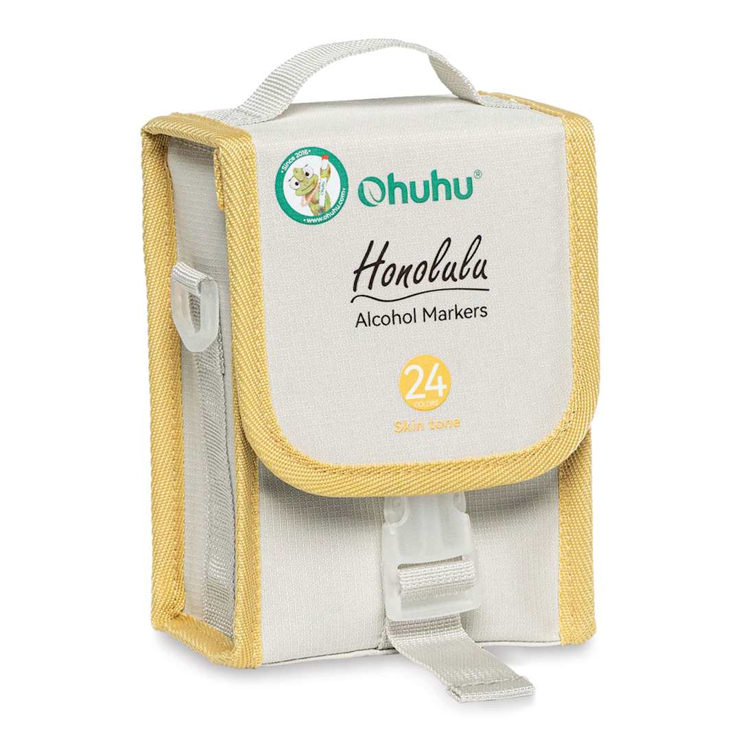 Open in modal - Ohuhu Honolulu Dual Tip Marker Set - Set of 24, Skin Tone, front of case