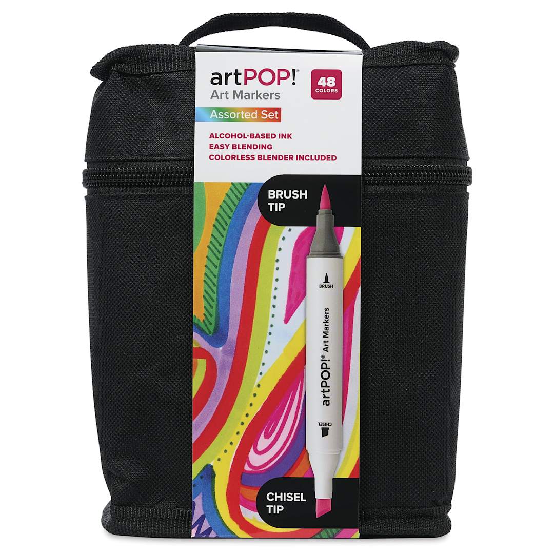 Open in modal - artPOP! Chisel and Brush Dual Tip Alcohol Art Marker Set - Set of 49, Assorted, front of packaging