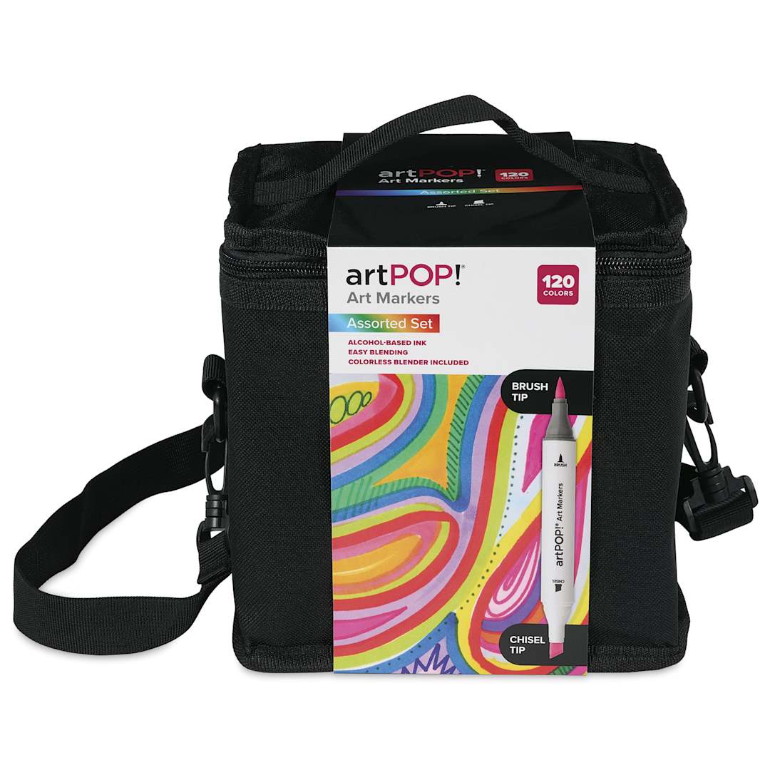Open in modal - artPOP! Chisel and Brush Dual Tip Alcohol Art Marker Set - Set of 121, Assorted, front of packaging