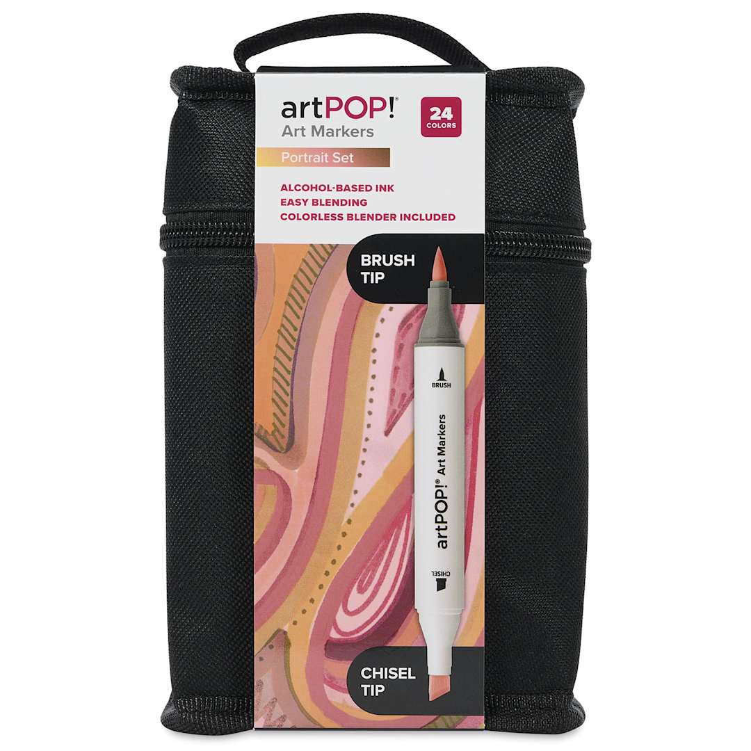 Open in modal - artPOP! Chisel and Brush Dual Tip Alcohol Art Marker Set - Set of 25, Portrait, front of packaging