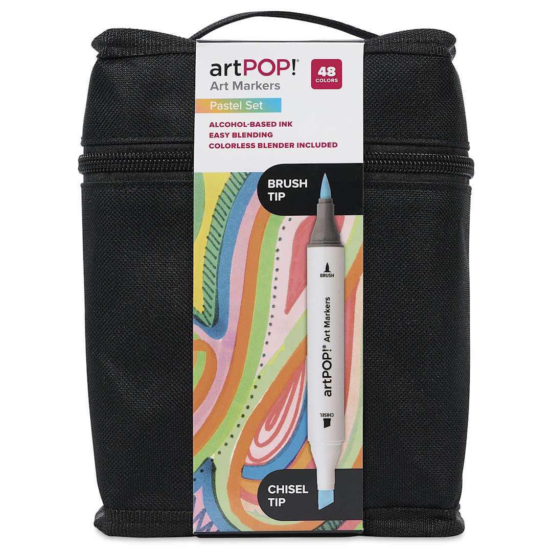 Open in modal - artPOP! Chisel and Brush Dual Tip Alcohol Art Marker Set - Set of 49, Pastel, front of packaging
