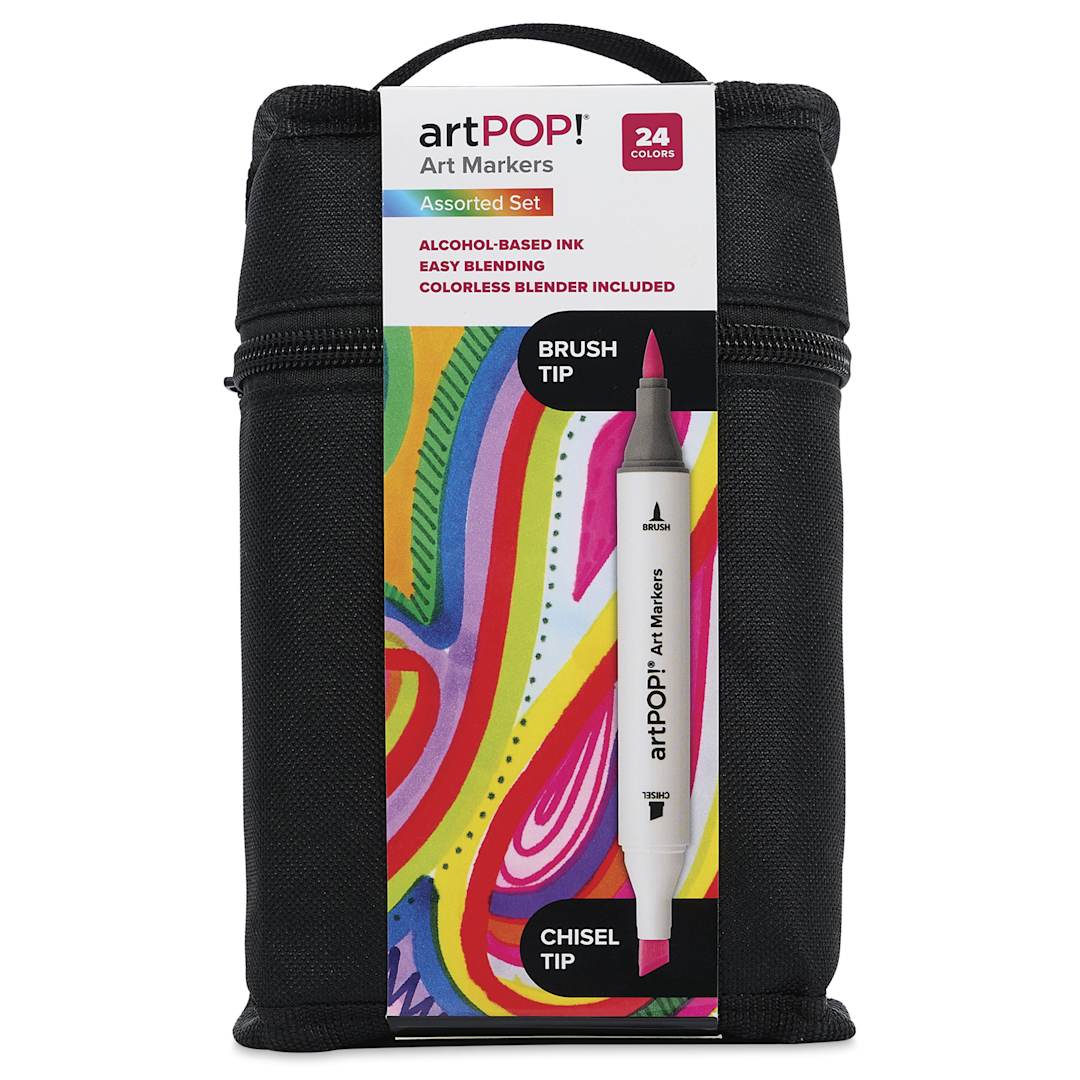 Open in modal - artPOP! Chisel and Brush Dual Tip Alcohol Art Marker Set - Set of 25, Assorted, front of packaging