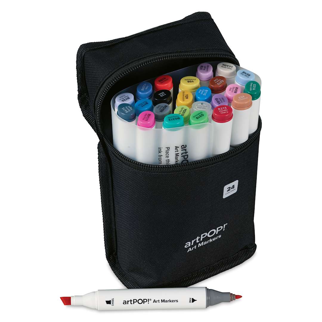 Open in modal - artPOP! Chisel and Fine Dual Tip Alcohol Art Marker Set - Set of 25, Assorted, marker out of packaging